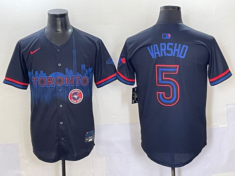 Men 2025 Toronto Blue Jays 5 Varsho Black Joint Name Nike MLB Jersey style 7